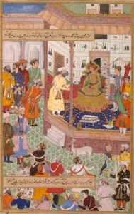 1562-Akbar_receiving_Sayyed_Beg_ambassador_of_Shah_Tahmasp_I-Akbarnama-right